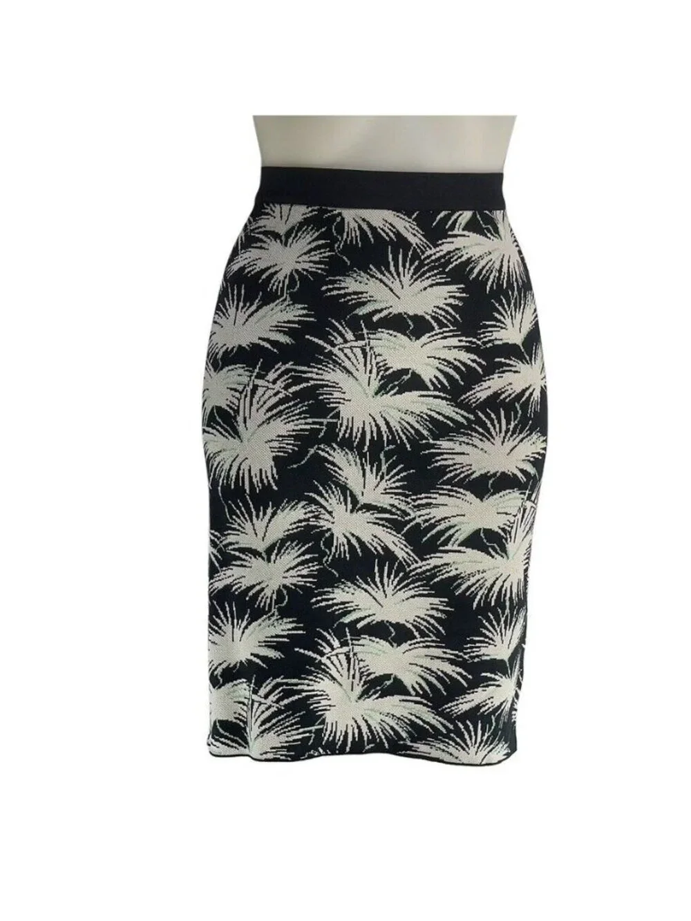 Rachel Rachel Roy Womens XL Pencil Skirt Palm Print Black & White
